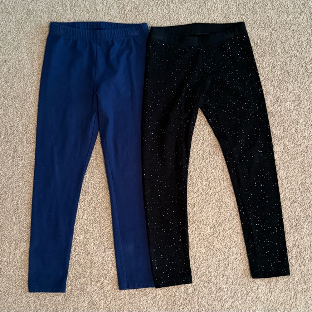 Cat & Jack Sparkly Black Leggings & Jumping Beans Tough Cotton Navy Leggings